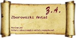 Zborovszki Antal névjegykártya